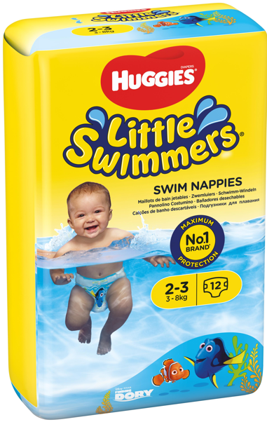 HUGGIES Little Swimmers autiņbiksītes peldēšanai #2-3, 3-8kg, 12gab