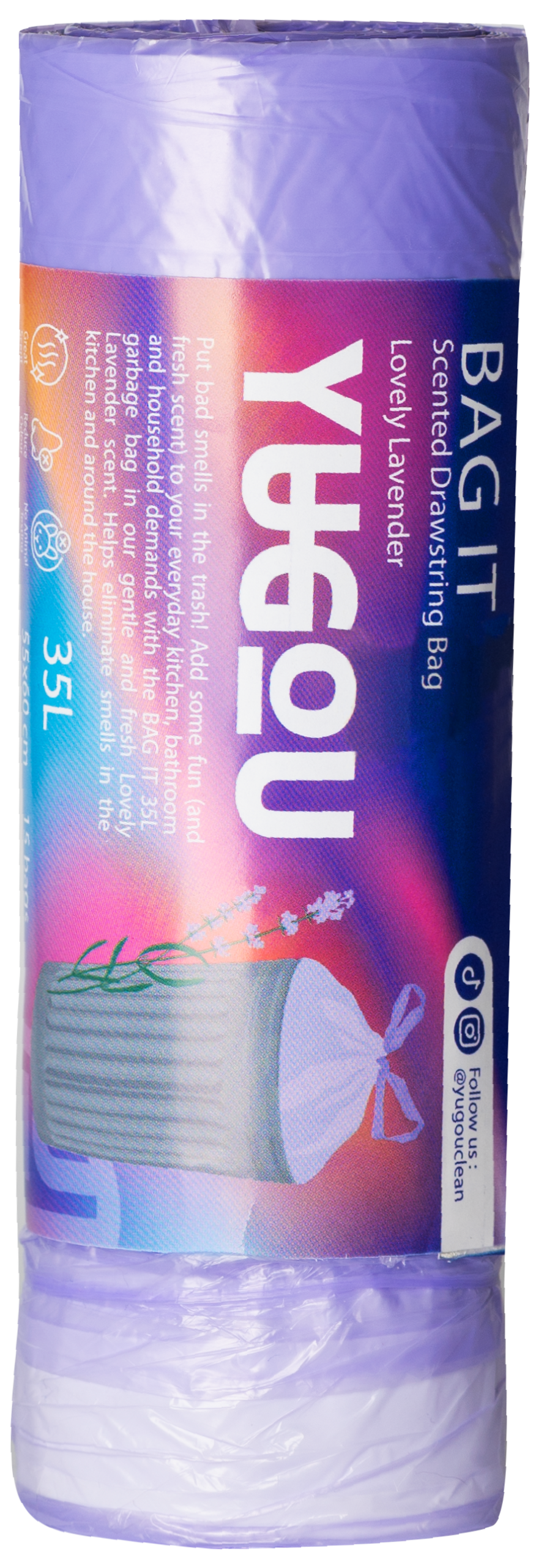 YUGOU atkritumu maisi ar rokturiem un lavandas aromātu 35L, 15gab
