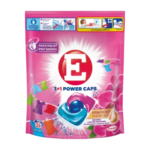 E 3in1 Color Orchidea veļas mazgāšanas kapsulas ar orhideju smaržu krāsainai veļai 26gab