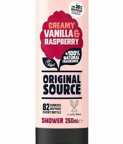 Original Source dušas želeja ar 100% dabīgu vaniļas un aveņu smaržu 250ml