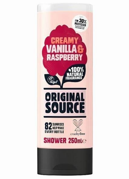 Original Source dušas želeja ar 100% dabīgu vaniļas un aveņu smaržu 250ml