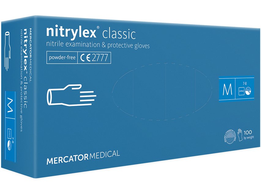 Mercator nitrylex® nitrila cimdi bez pūdera, zili, M izmērs 100gab