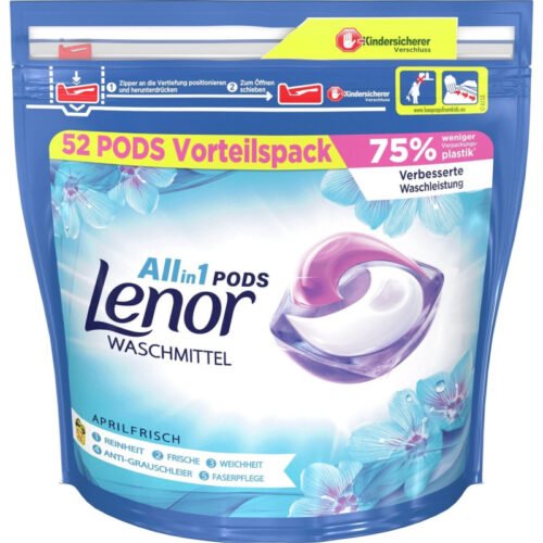 Lenor 3in1 Aprilfrisch kapsulas krāsainas un baltas veļas mazgašanai 52gab