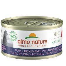 Almo Nature HFC papildbarība ar tunci, vistas gaļu un šķinķi kaķiem 70g