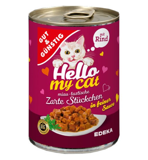 G&G Hello My Cat Huhn konservi kaķiem ar liellopa gaļu 415g