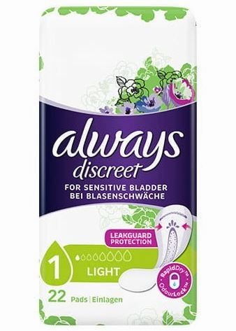 Always higiēniskās paketes jutīgam urīnpūslim 22gab.