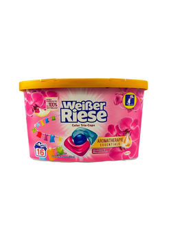 Weisser Riese veļas mazgāšanas kapsulas ar orhideju un makadamias eļļas aromātu krāsainai veļai 16x