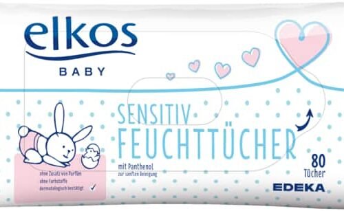Elkos Sensitive Wipes mitrās salvetes jutīgai ādai x160