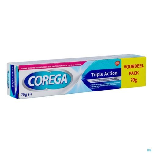 Corega trīskāršas darbības krēms - līme zobu protēzēm 70g