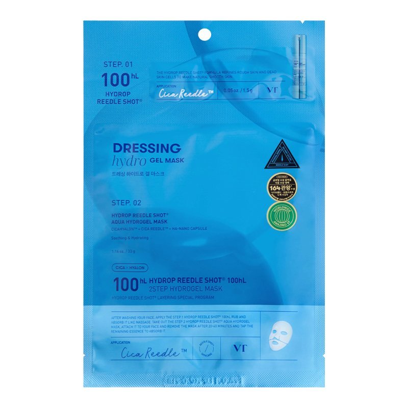VT COSMETICS HYDROP REEDLE SHOT 100hL 2STEP HYDROGEL MASK, 1 pcs