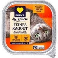 Edeka Feines Ragout  barība kaķiem ar tītaru un aknām burkānu mērcē 100g