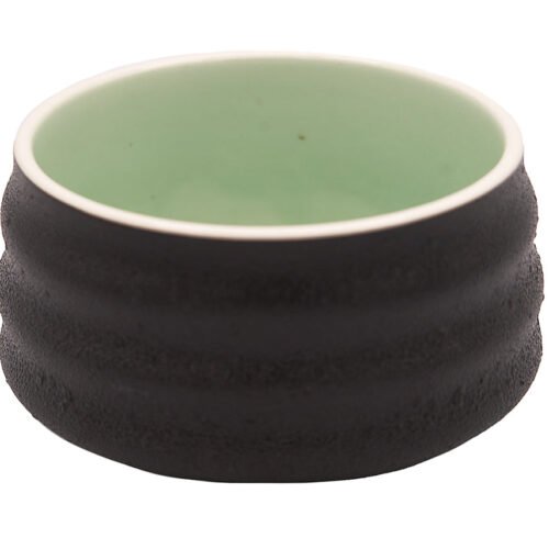 Teksturēta melna un zaļa Matcha bļoda — moderna divtoņu keramikas tējas bļoda Matcha entuziastiem # 93981