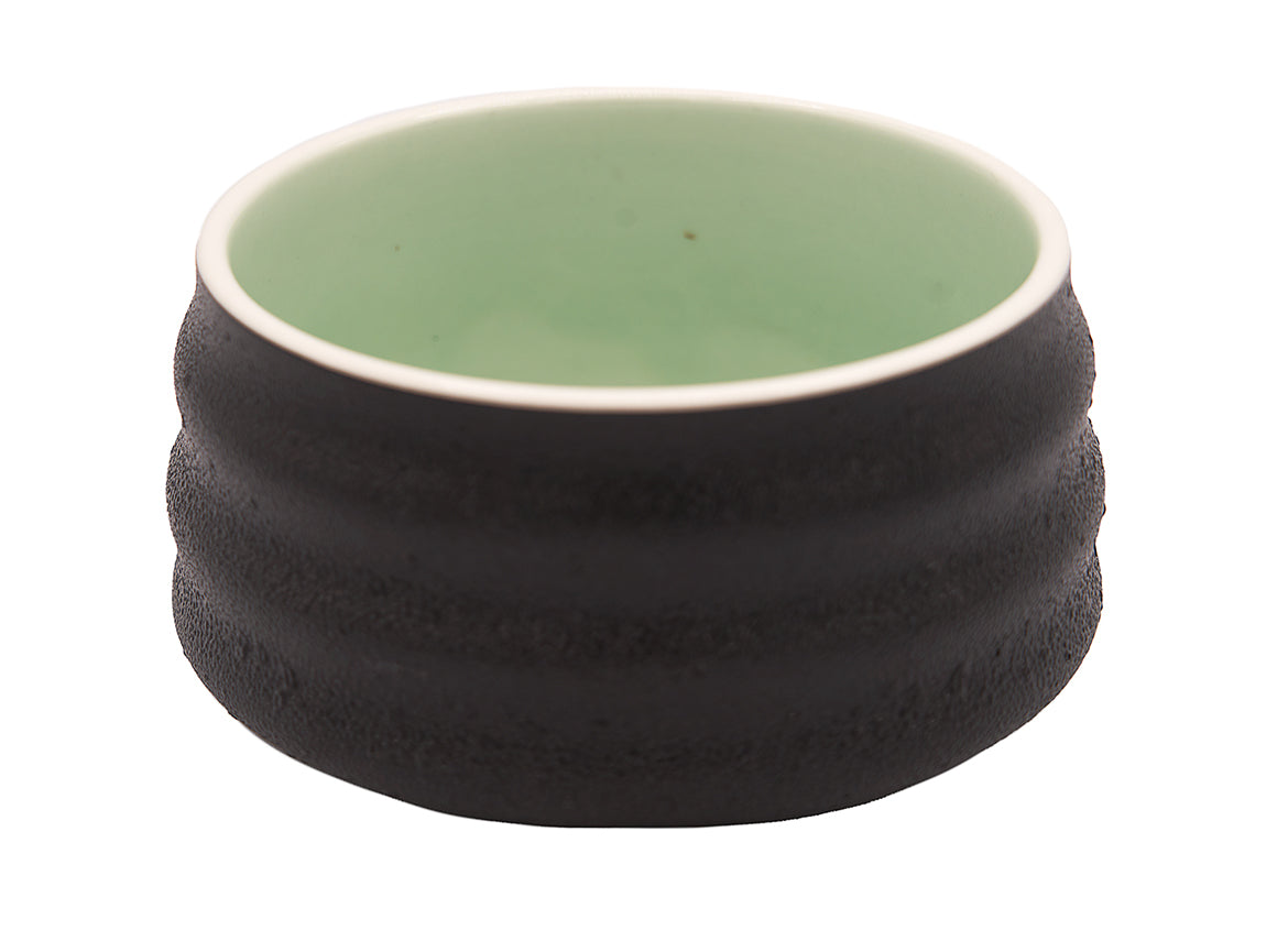 Teksturēta melna un zaļa Matcha bļoda — moderna divtoņu keramikas tējas bļoda Matcha entuziastiem # 93981