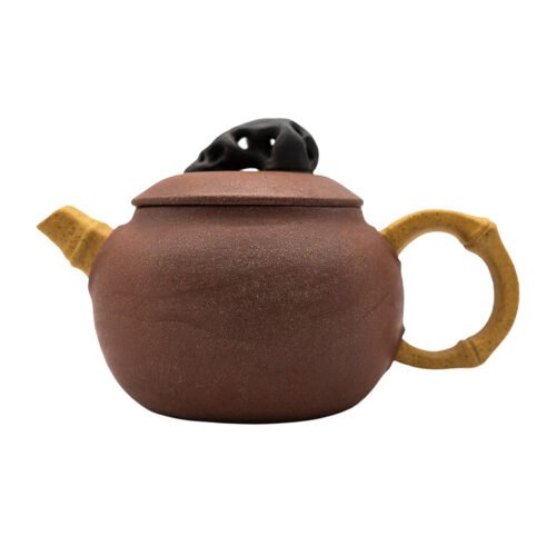 Sarkanā māla tējkanna ar bambusa rokturi un Taihu akmens vāku # 94423, 130 ml