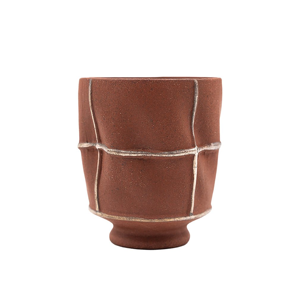 Red Clay Silver-Inlaid Pinched Cup # 94441, 50 ml