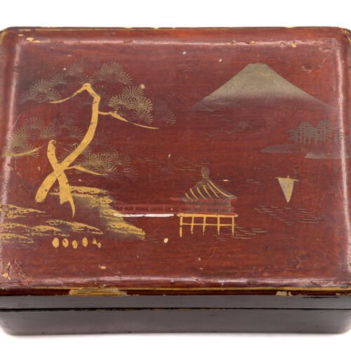 Vintage koka kaste # 90389, ar rokām apgleznota, Japāna