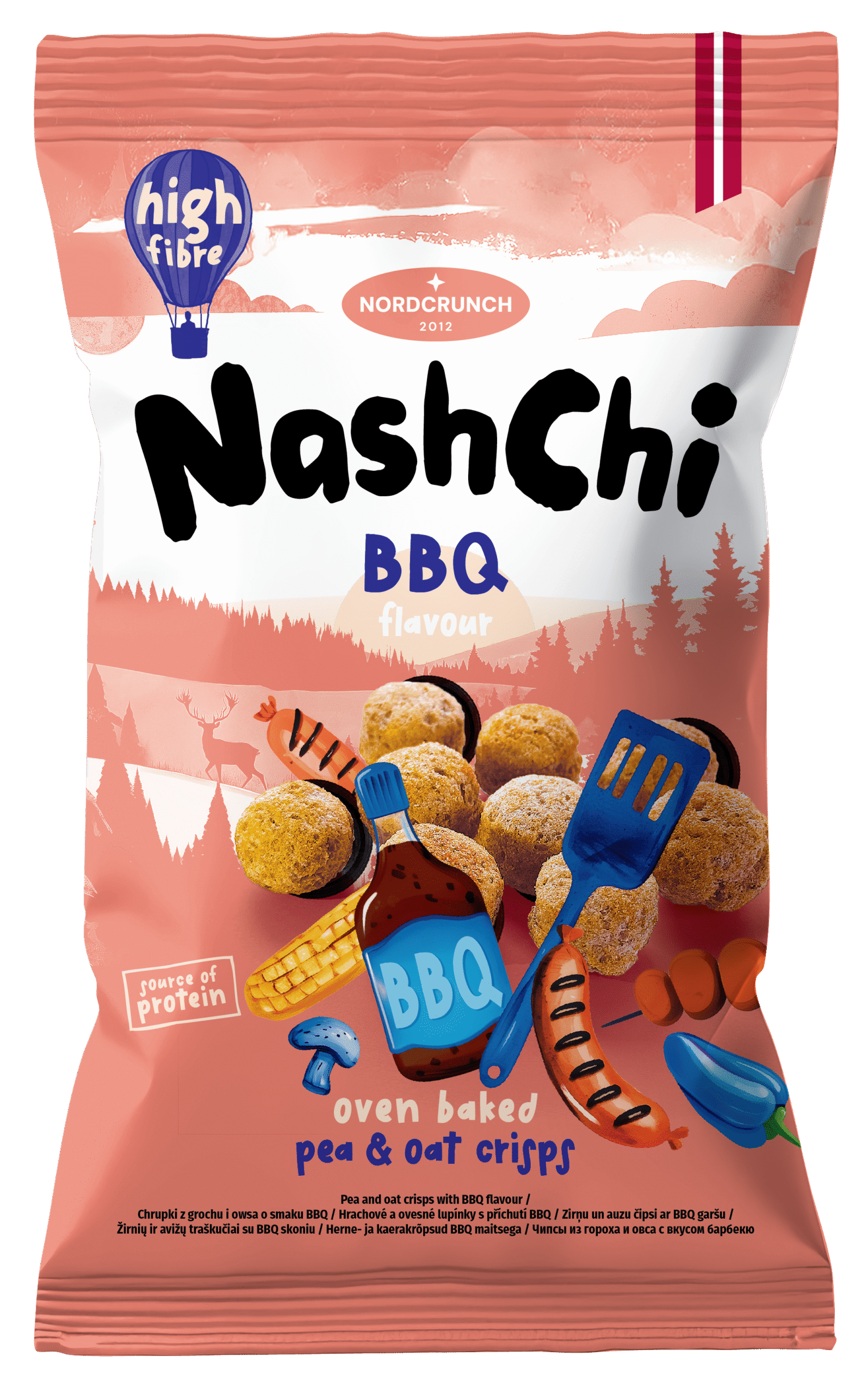 NASHCHI zirņu un auzu čipsi ar BBQ garšu 60g