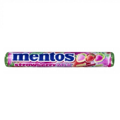 Mentos Strawberry košlājmās konfektes ar zemeņu garšu 37.5g