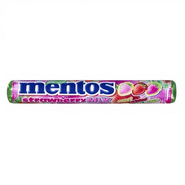 Mentos Strawberry košlājmās konfektes ar zemeņu garšu 37.5g