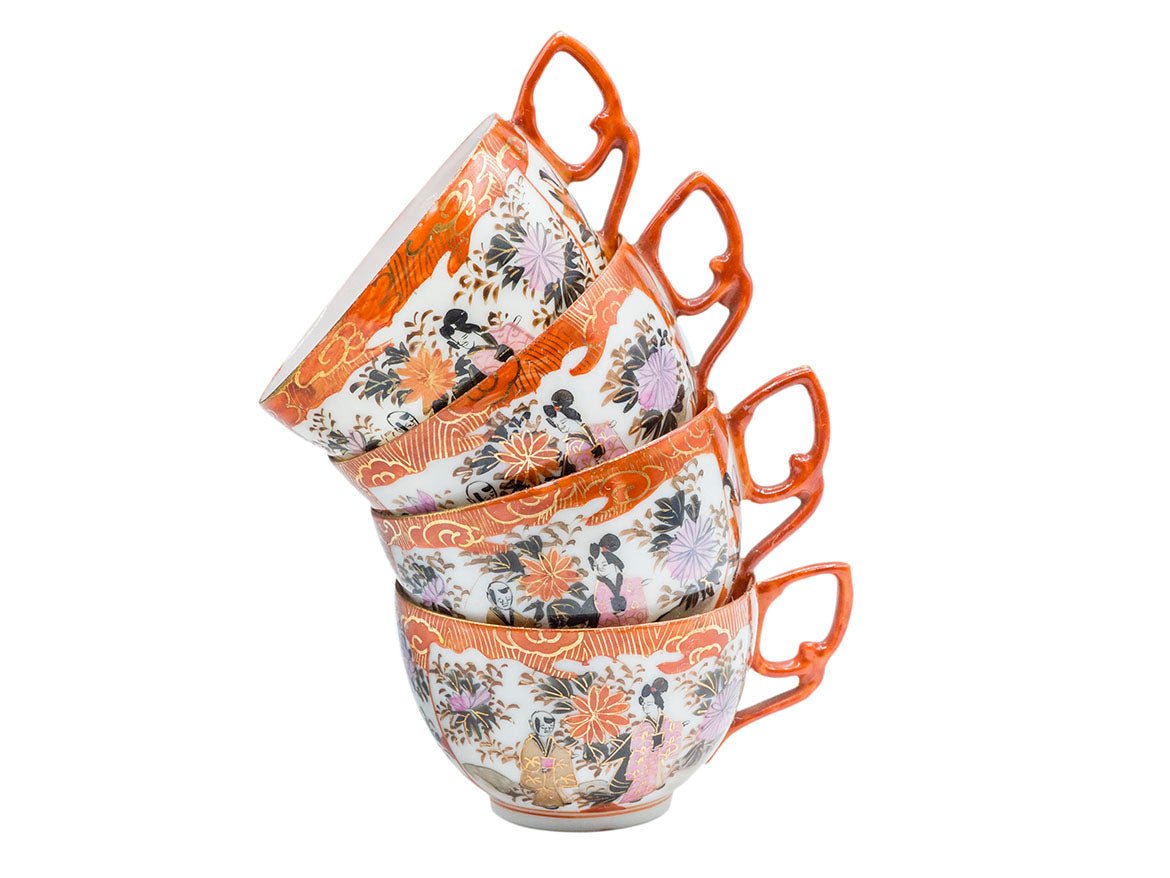 Vintage japāņu porcelāna krūzes, ar rokām apgleznotas # 93186