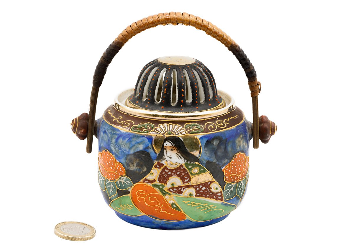 Japāņu satsuma vintage porcelāna ar rokām apgleznotas vīraka trauks # 93738