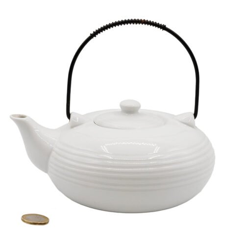 Ķīniešu porcelāna tējkanna ar metāla rokturi # 93821