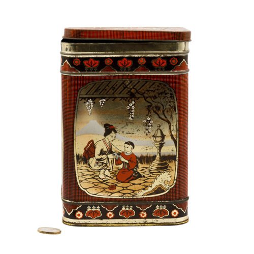 Ķīniešu vintage skārda tējas caddy # 93826
