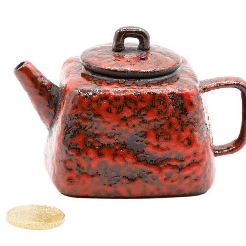 Coral Red Keramikas kvadrātveida tējkanna # 93463, 120 ml