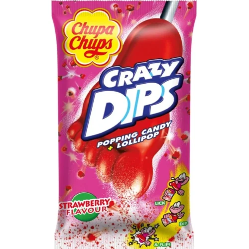Chupa Chups Crazy Dips ledene uz kociņa ar zemeņu garšu 14g