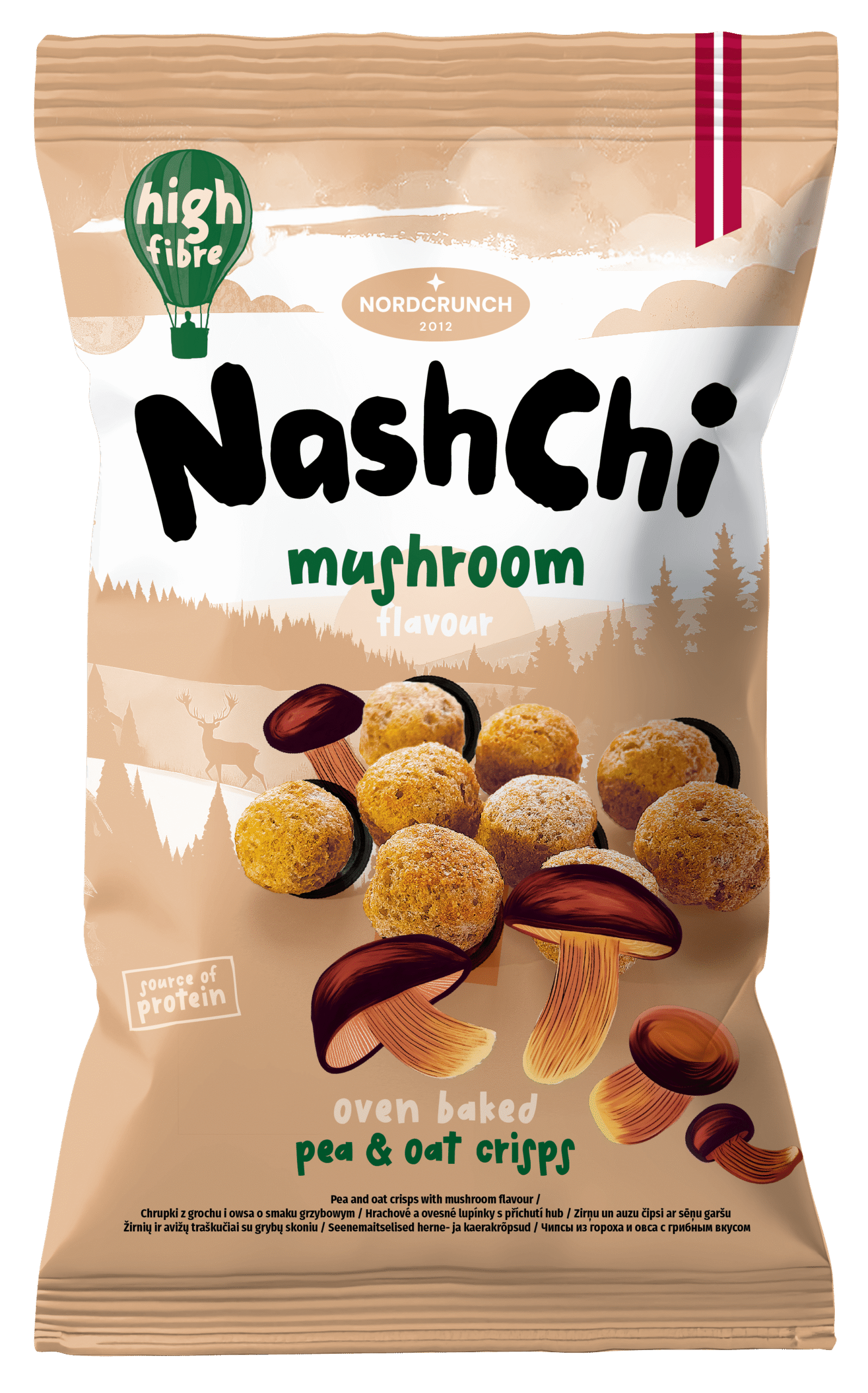 NASHCHI zirņu un auzu čipsi ar sēņu garšu 60g