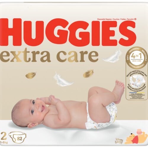 Huggies Extra Care autiņbiksītes jaundzimušajiem 2# 3-6kg 82gab