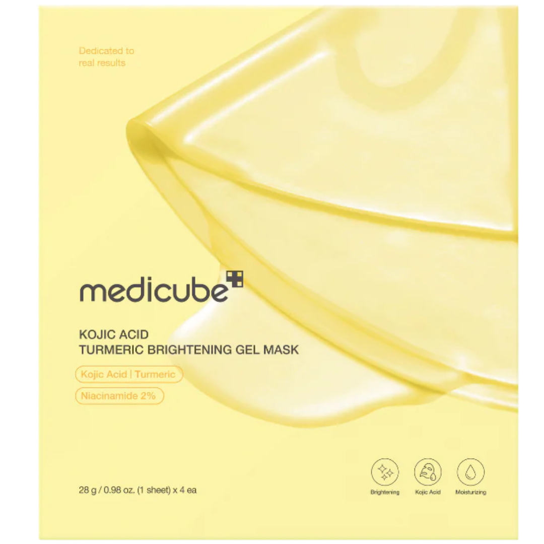 MEDICUBE Kojic Acid Turmeric Brightening Gel maska sejas ādai ar kojskābi un 2% niacinamīdu 28g