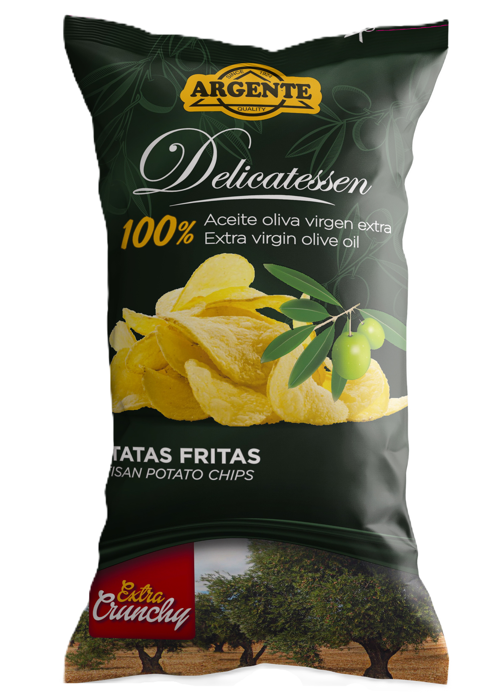 PAPAS ARGENTE “Delicatessen” kartupeļu čipsi ar augstākā labuma pirmā spieduma olīveļļu 160g