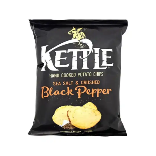 KETTLE Sea Salt - Black Pepper kartupeļu čipsi 130 g