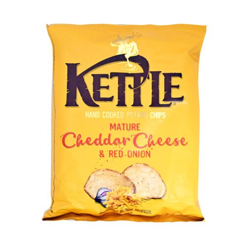 KETTLE Mature Cheddar & Red Onion kartupeļu čipsi 130g