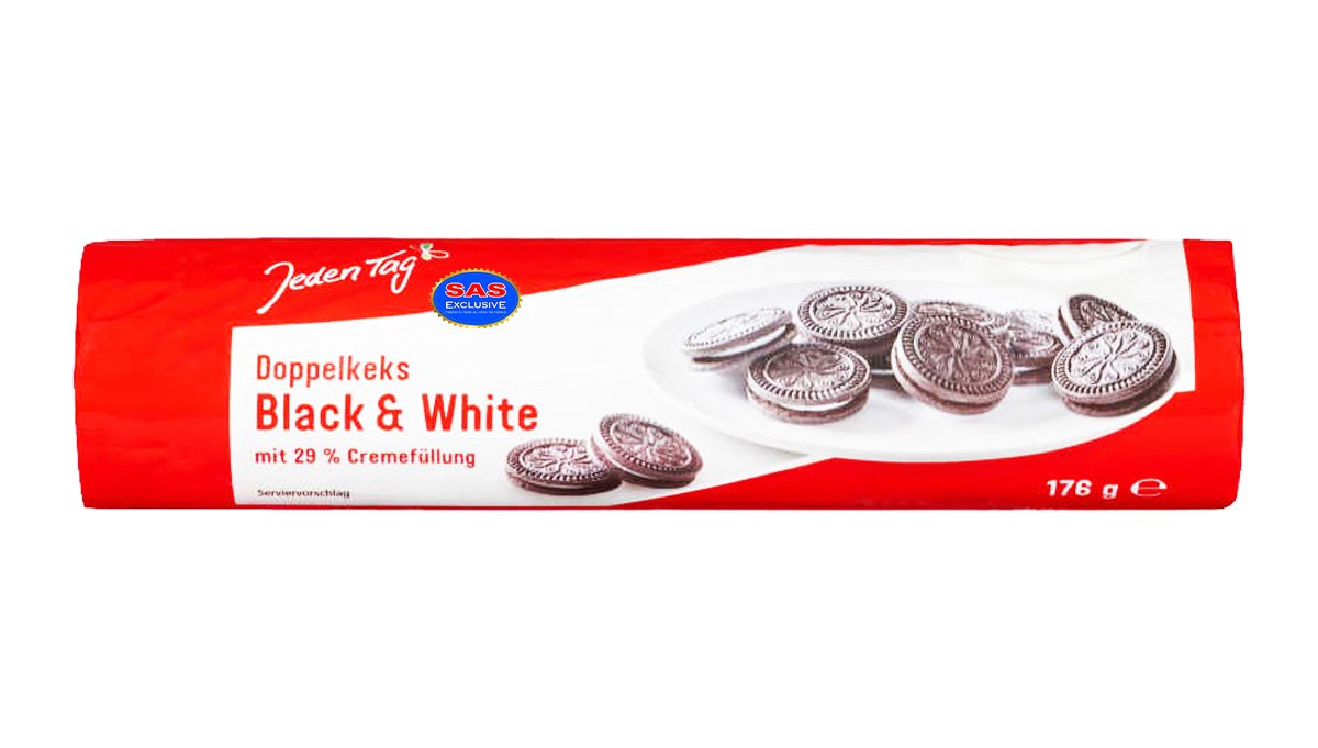 JEDEN TAG Doppelkeks Black and White sviestmaižu cepumi 176g