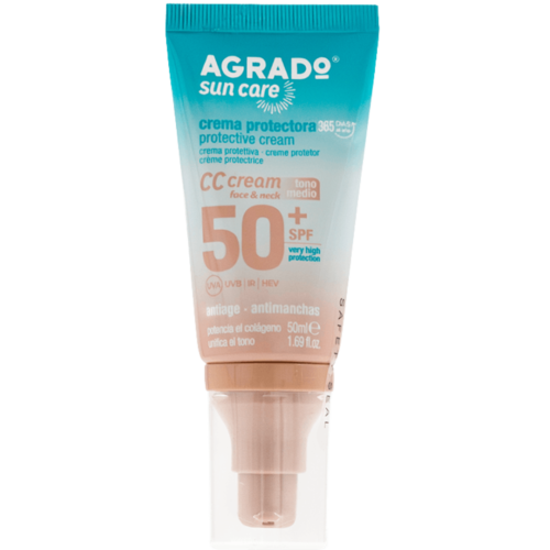 AGRADO saules CC aizsargkrēms sejas un kakla ādai ar SPF50 50ml