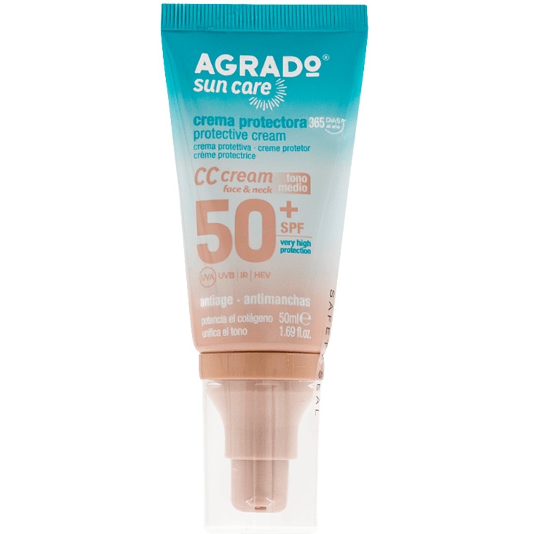 AGRADO saules CC aizsargkrēms sejas un kakla ādai ar SPF50 50ml
