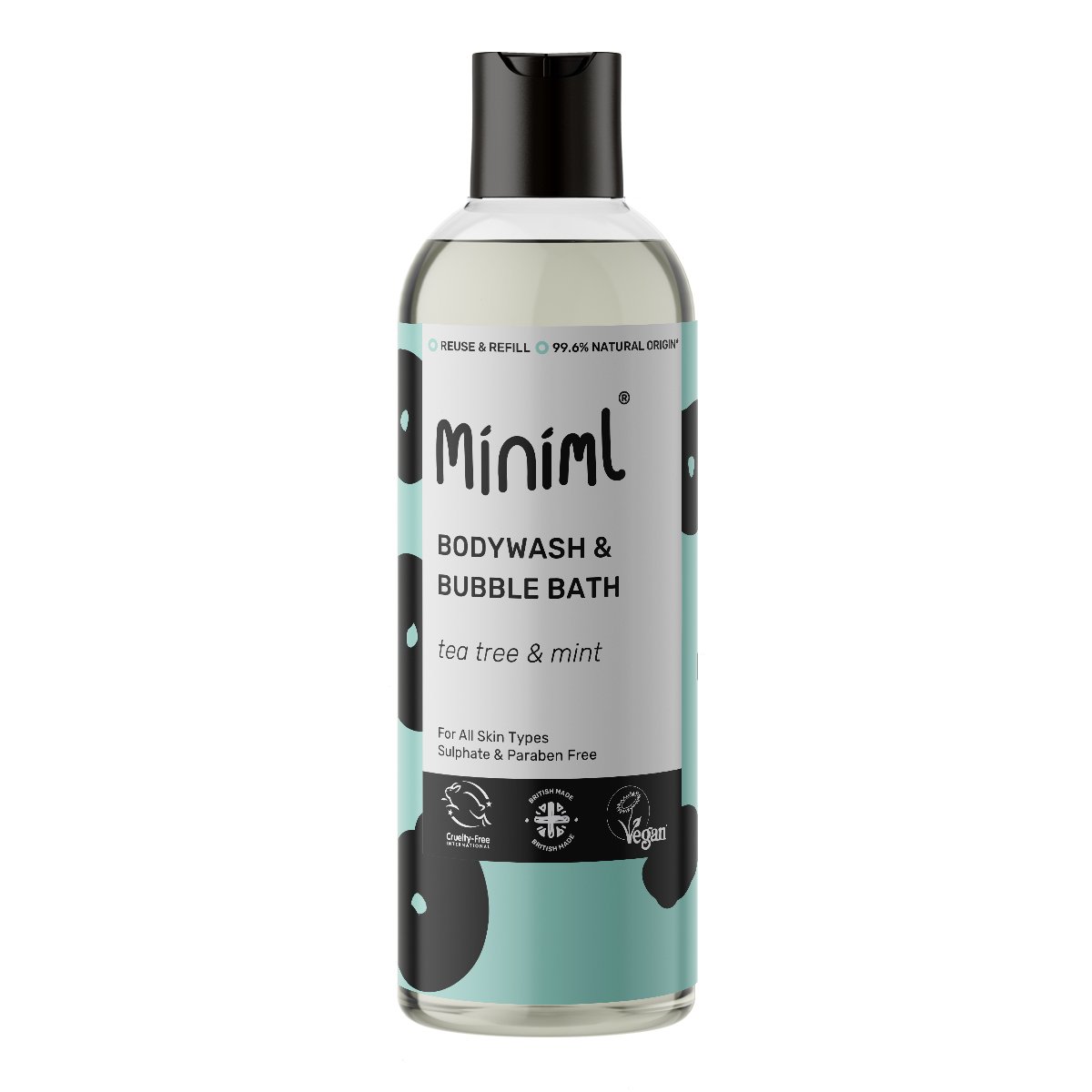 MINIML dušas želeja un vannas putas ar tējas koka un piparmētru aromātu 500ml