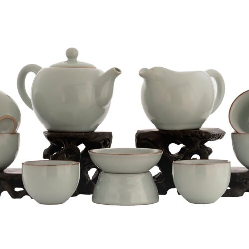 Komplekts tējas ceremonijai (9 preces) # 91055, porcelāns: tējkanna 225 ml, gundaobey 210 ml, teamesh, sešas tases 60 ml.