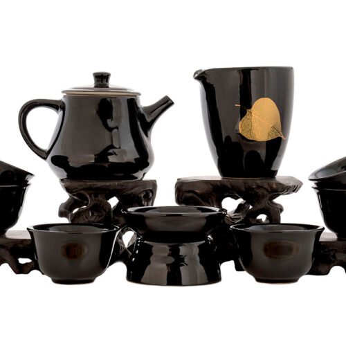 Komplekts tējas ceremonijai (9 vienības) # 91020, porcelāns: tējkanna 200 ml, gundaobey 200 ml, teamesh, sešas tases 58 ml.