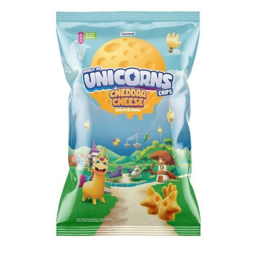 WORLD OF UNICORNS Cheddar Cheese kukurūzas uzkodas 70g