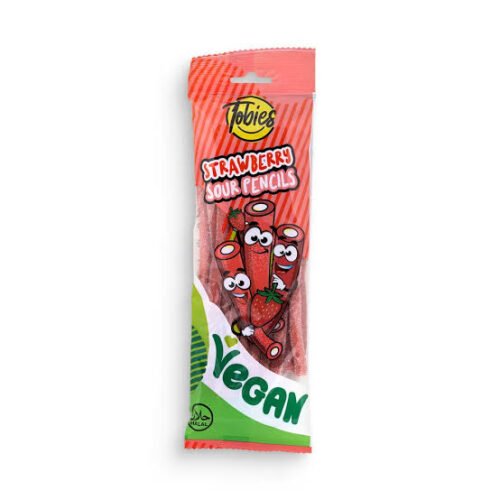 TOBIES Sour Pencils Strawberry želejas konfektes 180g