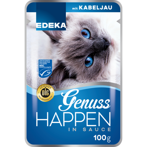 Edeka Genuss Happen  barība kaķiem ar mencu 100g