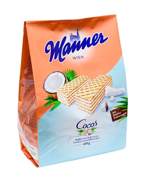 MANNER vafales ar kokosriekstu krēma pildījumu 400g
