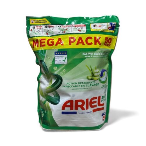 ARIEL 3in1 Aloe Vera veļas mazgāšanas kapsulas 50gab