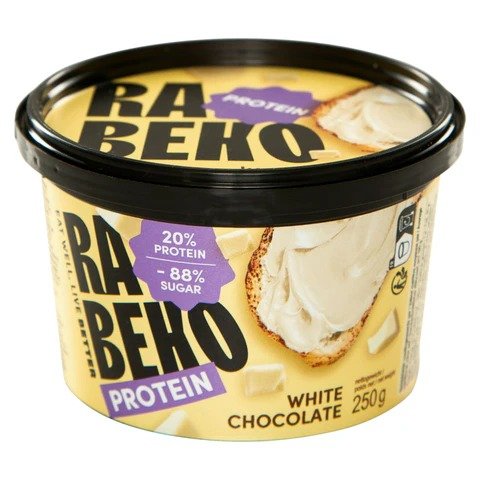 RABEKO baltās šokolādes krēms ar 20% proteīnu 250 g