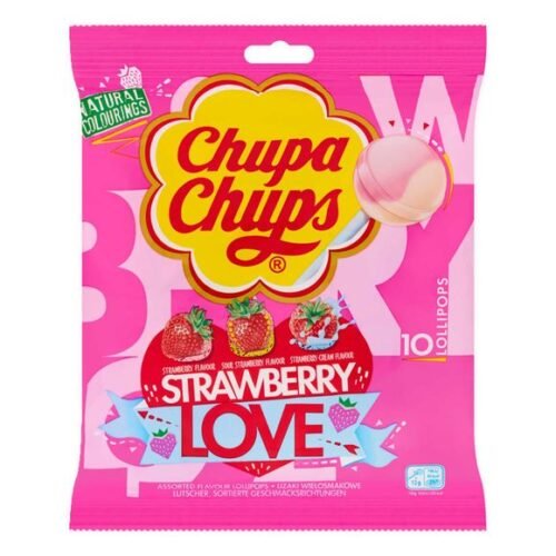 CHUPA CHUPS Strawberry Lovers ledenes uz kociņa (10) 120g