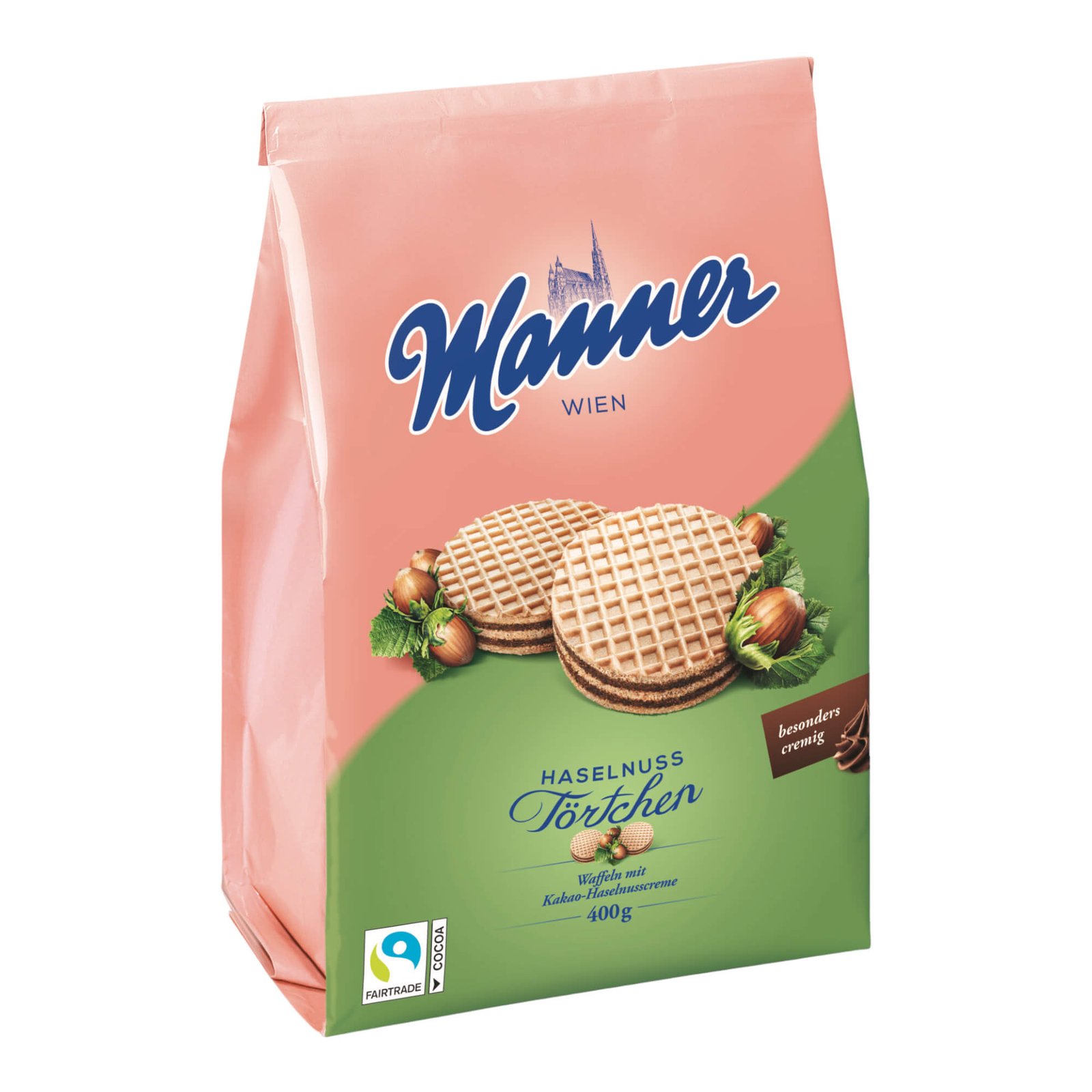 MANNER vafales ar lazdu riekstu krēma pildījumu 400g