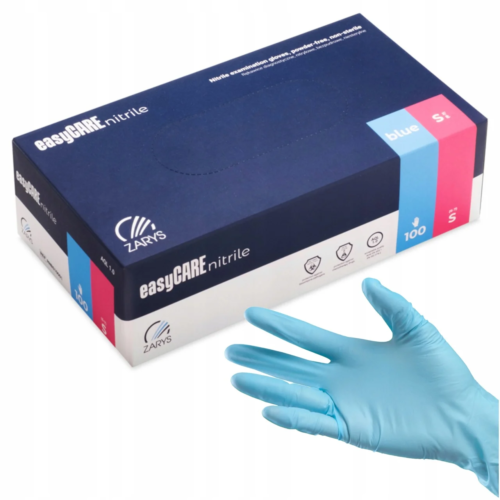 EASYCARE Nitrile cimdi bez pūdera, zili, S, 100gab
